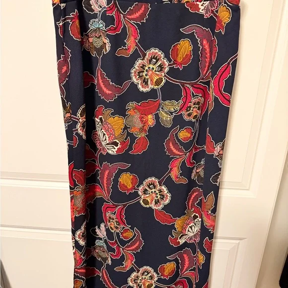 Cato Navy Maxi Skirt with Red and Gold Floral Print - Picture 5 of 7